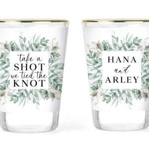 Wedding Shot Glasses - Tied the Knot Shot Glass - Wedding Shot Glass - Custom Wedding Glasses - Personalized Shot Glasses - Shot Glass Set (2 pc.)