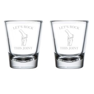 mip set of 2 shot glasses 1.75oz shot glass let's rock this joint funny physical therapist therapy doctor dpt gift