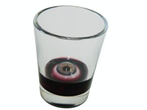 dead head props eyeball shot glass in a pool of resin blood 1.5oz realistic life size