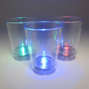 LED Light Up Shot Glasses (Set of 12) - Push Button Light Up LED Shot Glasses with Glowing LED Lights (Assorted Colors)