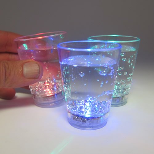 LED Light Up Shot Glasses (Set of 12) - Push Button Light Up LED Shot Glasses with Glowing LED Lights (Assorted Colors)