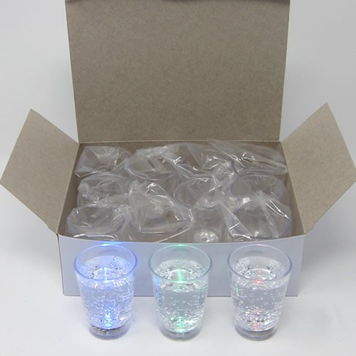 LED Light Up Shot Glasses (Set of 12) - Push Button Light Up LED Shot Glasses with Glowing LED Lights (Assorted Colors)