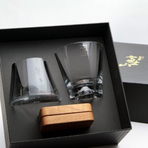 mars planning [premium gift set] tajima glass mount fuji base fujisan glass set fuji glass / fujisan hoei glass (clear) / with wooden coaster