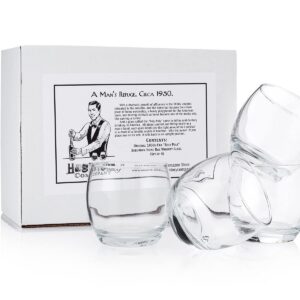 HISTORY COMPANY Original 1950s-Era “Roly Poly” Suburban Home Bar Whiskey Glass, 4.-Piece Set (Gift Box Collection)