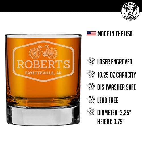 Personalized Etched 11oz Whiskey Glass - Custom Engraved Bourbon Christmas Gifts for Men, Dad Scotch Drinking Birthday Glasses, Groomsmen, Liquor Cocktail Rocks Old Fashioned, Roberts