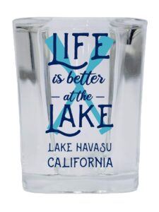 r and r imports lake havasu california souvenir 2 ounce square base liquor shot glass paddle design