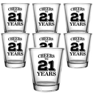 veracco cheers to 21 years shot glasses birthday gift for someone who loves drinking bachelor 21st funny party favors twenty one and fabulous (clear, glass)