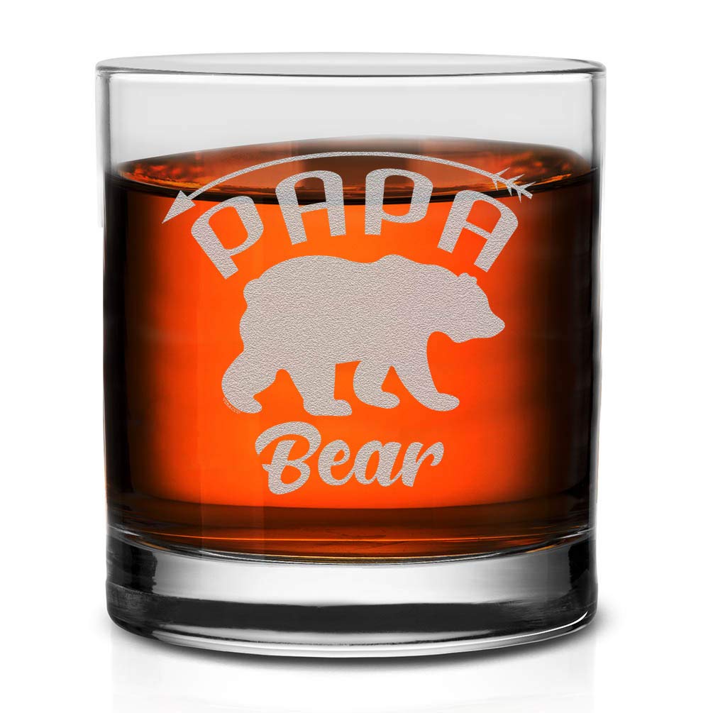 Veracco Papa Bear Whiskey Glass Funny New Dad Birthday Gifts Dad Whiskey Glass Daddys Sippy Cup Dad Drinking Glass (Clear, Glass)