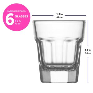 lav Scotch Shot Glasses Set of 6 - Clear Tequila Shot Cups for Parties 1.5 Oz - Plain Shot Glass Set Perfect for Gift and Wedding Parties - Made in Europe