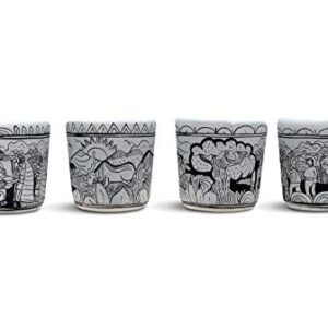 Authentic Clay Tequila - Mezcal Shot Glass Set (Pack-4, White)