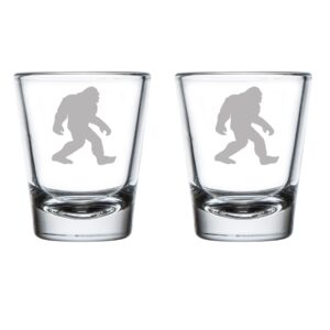 mip set of 2 shot glasses 1.75oz shot glass bigfoot sasquatch