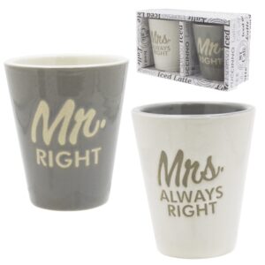 rockin mr right and mrs always right shot glass set of 2 beautifully gift boxed a great fun marriage wedding anniversary engagement couples gift set