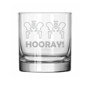mip 11 oz rocks whiskey old fashioned glass hip hip hooray funny physical therapy therapist gift