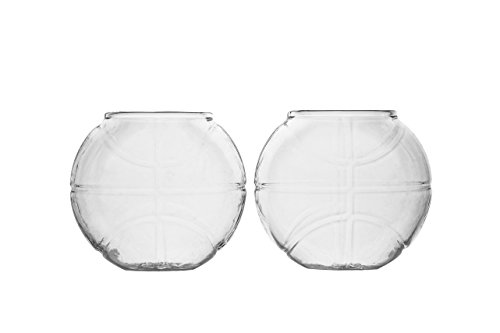 Basketball Whiskey Glass - Rocks Glass for Rum, Tequila, Scotch, Glasses- Whiskey Gifts - 10oz Cocktail, Lowball, Old Fashioned Glass (Set of 2) Unique Bar Decor & Bourbon Gifts by Prestige Decanters