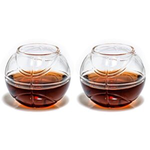 Basketball Whiskey Glass - Rocks Glass for Rum, Tequila, Scotch, Glasses- Whiskey Gifts - 10oz Cocktail, Lowball, Old Fashioned Glass (Set of 2) Unique Bar Decor & Bourbon Gifts by Prestige Decanters