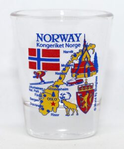 norway landmarks and icons collage shot glass