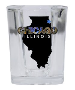 chicago illinois cityscape skyline windy city souvenir square shot glass