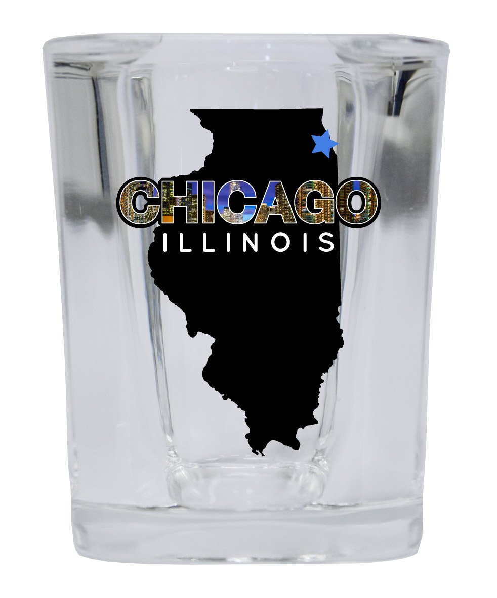 Chicago Illinois Cityscape Skyline Windy City Souvenir Square Shot Glass