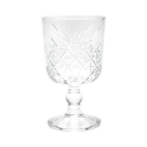 Restaurantware Timeless 11 Ounce Goblet Glasses Set of 6 Etched Cocktail Glasses - Stemmed Dishwasher-Safe Clear Glass Water Goblets Chip-Resistant For Whiskey Or Cocktails