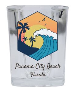 r and r imports panama city beach florida souvenir 2 ounce square base shot glass wave design single