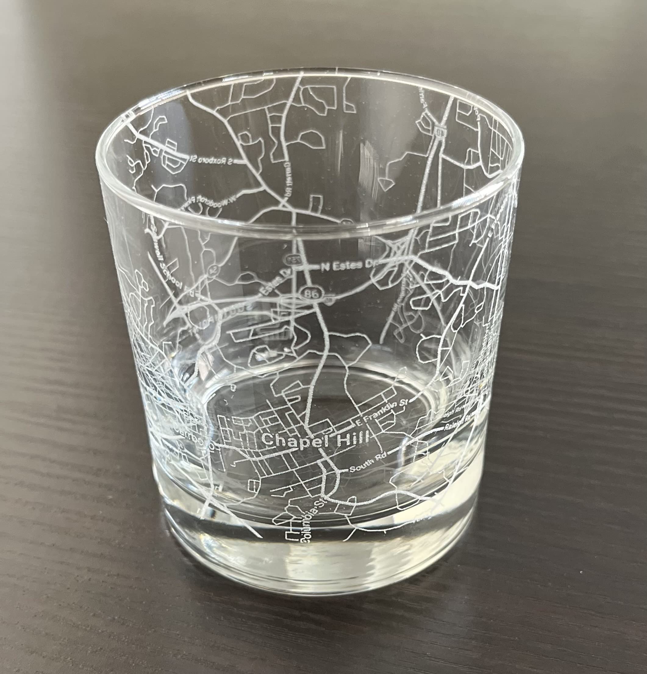 Rocks Whiskey Old Fashioned 11oz Glass Urban City Map Chapel Hill North Carolina