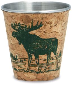 cape shore cork shot glass moose ideal for coffee espresso tea parties housewarming, 3 oz, green blue