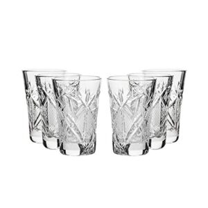 set of 6, 1.2-oz hand made vintage russian crystal glasses, vodka shots old-fashioned glassware