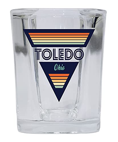 R and R Imports Toledo Ohio 2 Ounce Square Base Liquor Shot Glass Retro Design