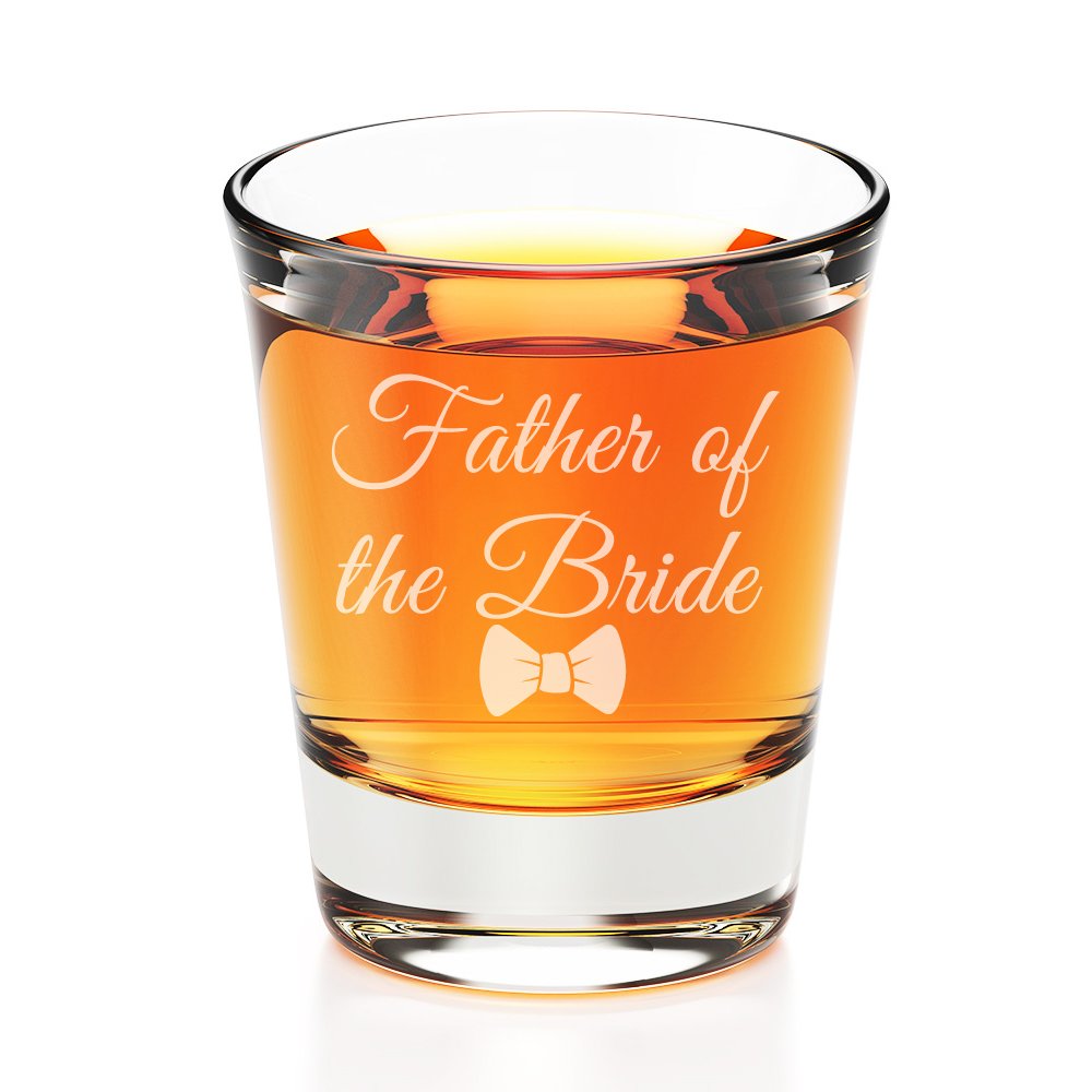 Father of the Bride Bowtie Engraved Fluted Shot Glass