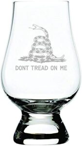 don't tread on me quote etched crystal whisky glass compatible with the glencairn glass accessories