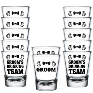shop4ever groom and groom's drinking team bow tie glass shot glasses wedding bachelor party shot glasses (12 pack, dt bow tie)