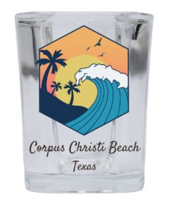 r and r imports corpus christi beach texas souvenir 2 ounce square base shot glass wave design single