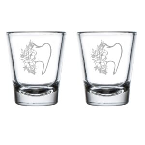 mip set of 2 shot glasses 1.75oz shot glass floral tooth dentist orthodontist dental school student grad hygienist assistant gift