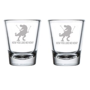 set of 2 shot glasses 1.75oz shot glass t-rex dinosaur how you like me now funny