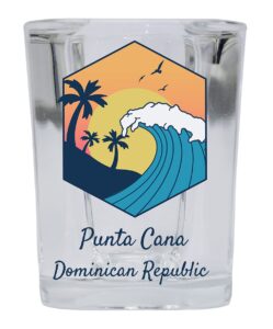 r and r imports punta cana dominican republic 2 ounce square base liquor shot glass wave design
