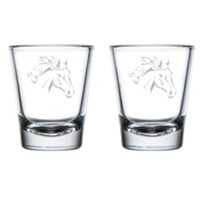 mip set of 2 shot glasses 1.75oz shot glass horse head