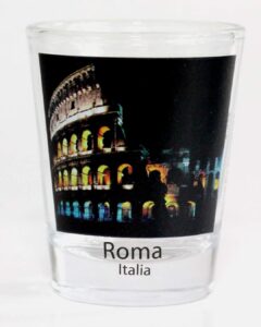 rome italy colosseum night view color photo shot glass