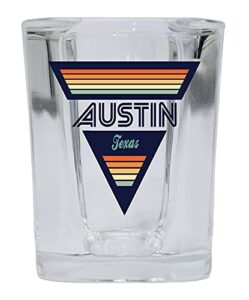 r and r imports austin texas 2 ounce square base liquor shot glass retro design