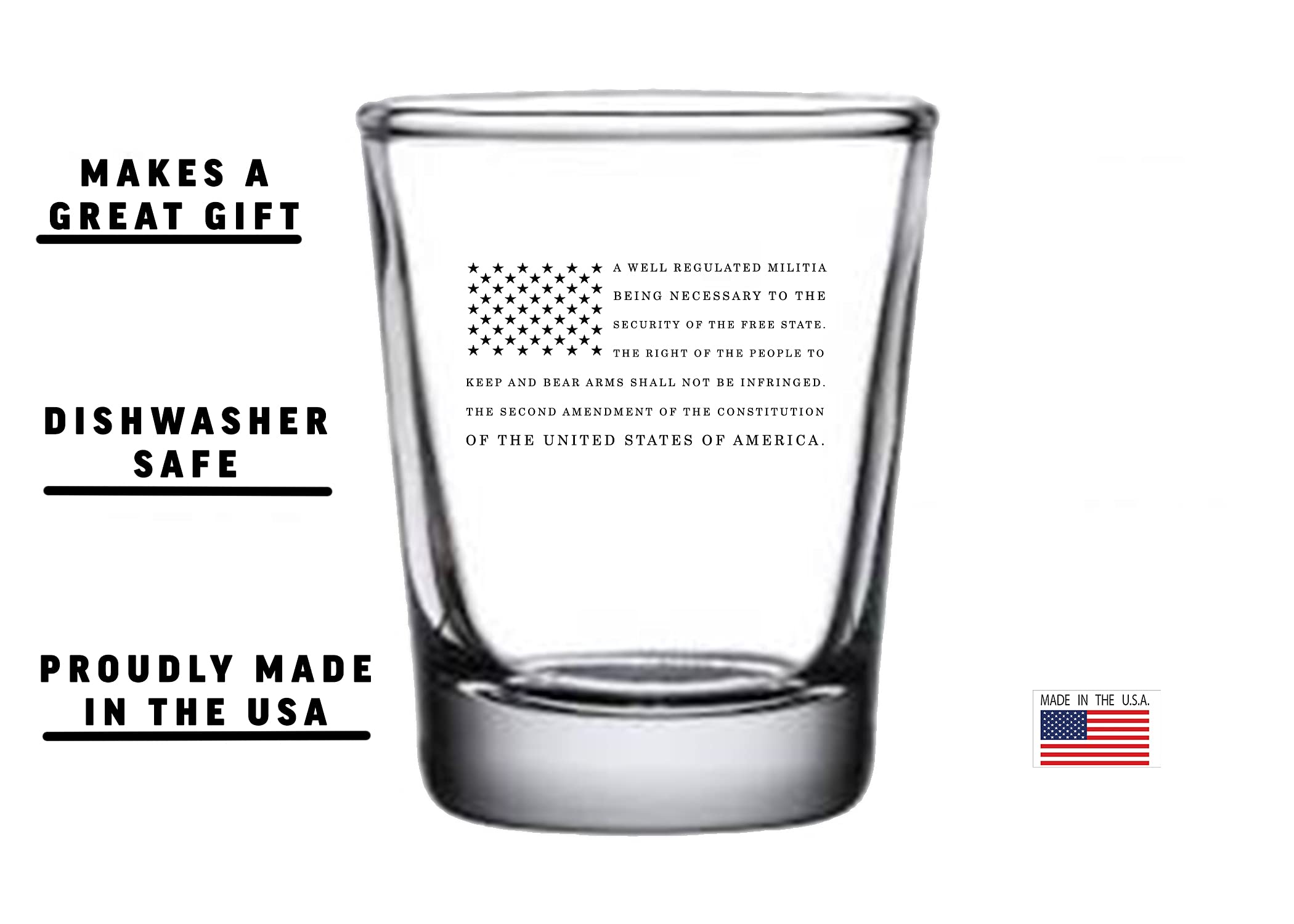 Rogue River Tactical USA Flag 2nd Amendment Shot Glass Gift For Republican or Conservative Second