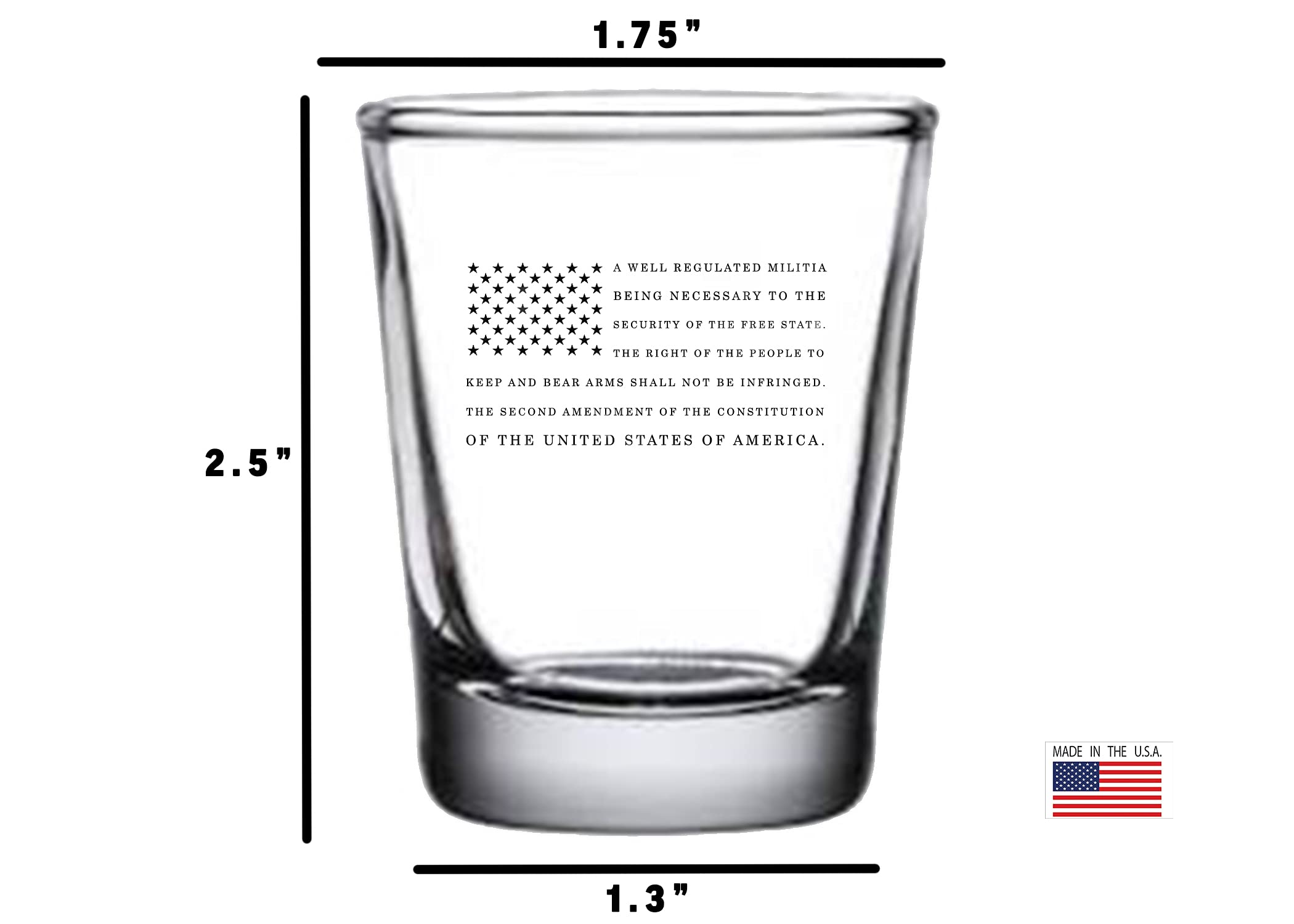 Rogue River Tactical USA Flag 2nd Amendment Shot Glass Gift For Republican or Conservative Second