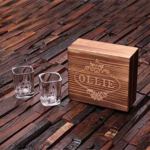 Teals Prairie & Co. Personalized Engraved Shot Glasses with Keepsake Box Set of 2