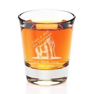 take a shot with harambe he took one for you engraved fluted shot glass