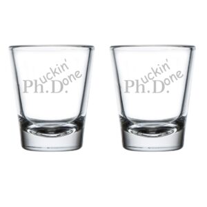 mip set of 2 shot glasses 1.75oz shot glass phd phuckin done graduation gift student funny