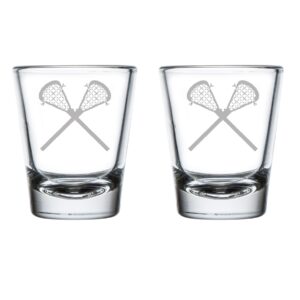 mip brand set of 2 shot glasses 1.75oz shot glass lacrosse sticks