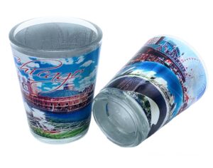 butt bat chicago illinois navy pier cloud skyline souvenir shot glass (pack of 2)