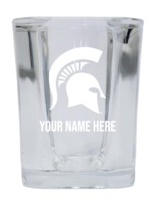 personalized customizable michigan state spartans etched square shot glass 2 oz with custom name (1) officially licensed collegiate product