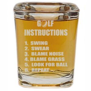 Rogue River Tactical Square Funny Golf Instructions Shot Glass Gift For Golfer Gag Gift For Dad Father's Day Joke