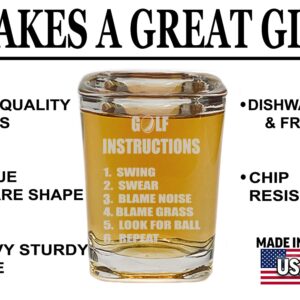 Rogue River Tactical Square Funny Golf Instructions Shot Glass Gift For Golfer Gag Gift For Dad Father's Day Joke