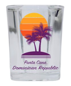 r and r imports punta cana souvenir 2 ounce square shot glass palm design 4-pack