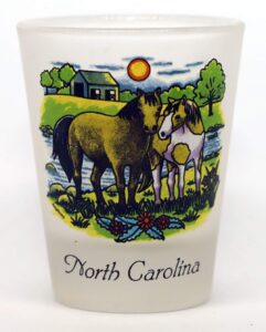 north carolina horses frosted collector's souvenir shot glass